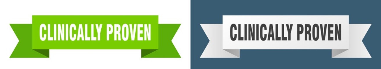 clinically proven ribbon. clinically proven isolated paper sign. banner