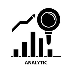 analytic icon, black vector sign with editable strokes, concept illustration