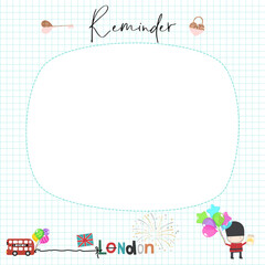 Reminder note pad or sticky note - London UK Planner Collection for digital planners, journal, organizer and printable papers 