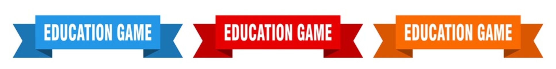 education game ribbon. education game isolated paper sign. banner