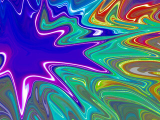 STAR ZIG ZAG COLOURFUL PAINTERLY PIGMENT MERGES 