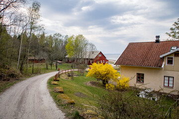 Sweden Mobile Home Travel Hiking Typical Houses Landscape