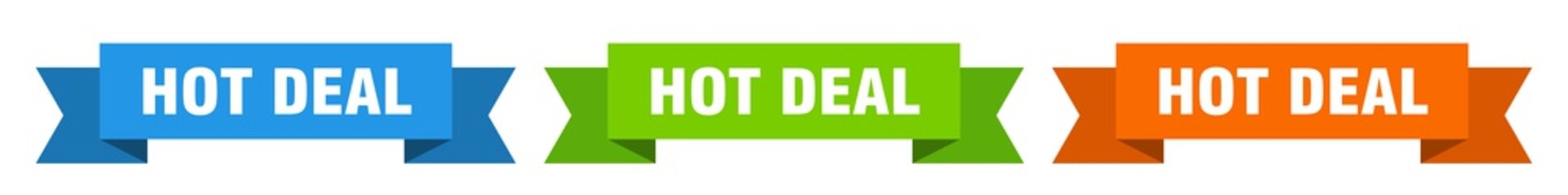 Fototapeta premium hot deal ribbon. hot deal isolated paper sign. banner