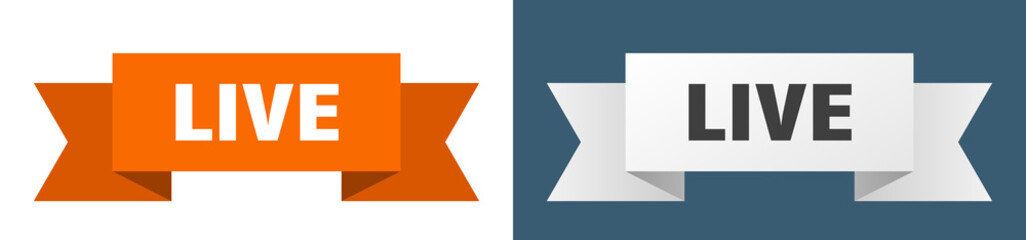 live ribbon. live isolated paper sign. banner