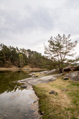 Fototapeta na wymiar Sweden Isle Tjörn Mountain with lake