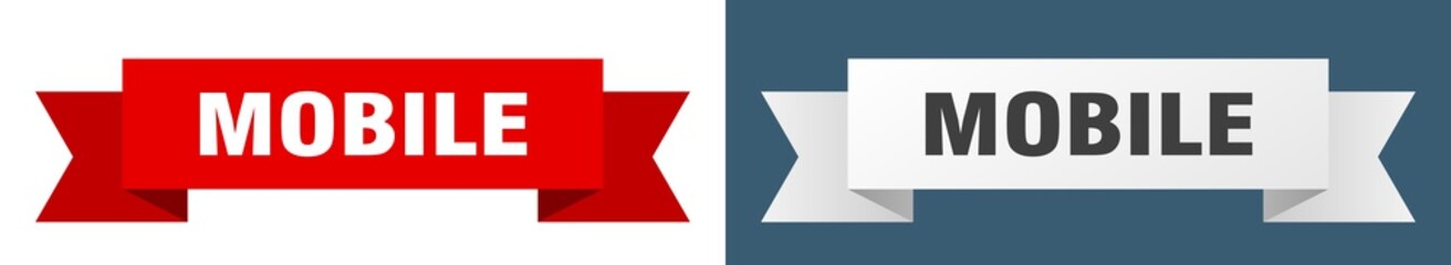 mobile ribbon. mobile isolated paper sign. banner