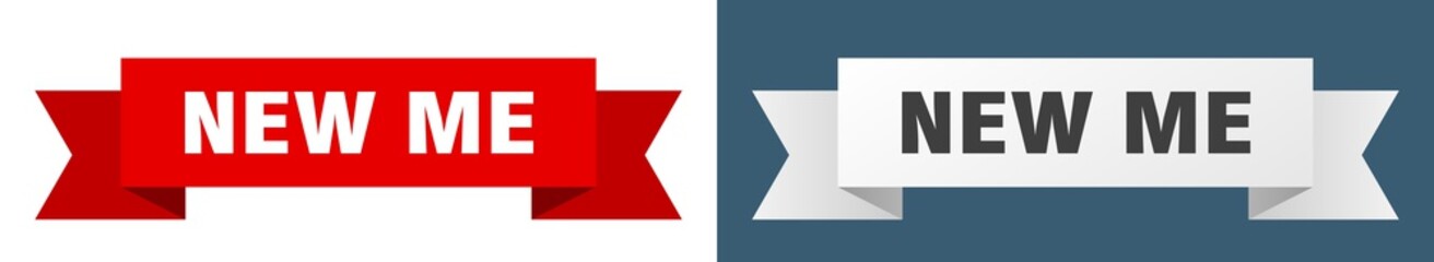 new me ribbon. new me isolated paper sign. banner