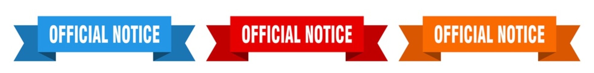 official notice ribbon. official notice isolated paper sign. banner