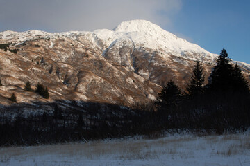 snow covered mountains