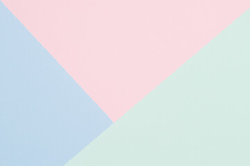 Obraz premium Abstract colored paper texture background. Minimal geometric shapes and lines in light blue, pastel pink, green colors