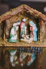 merry christmas letters with christmas decorations for background