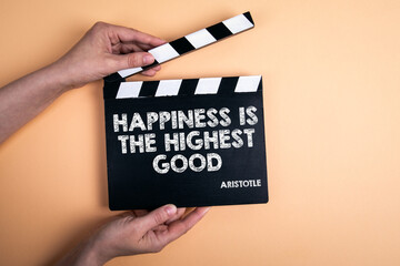 Naklejka premium Happiness is the highest good - quote of ancient philospher Aristotle