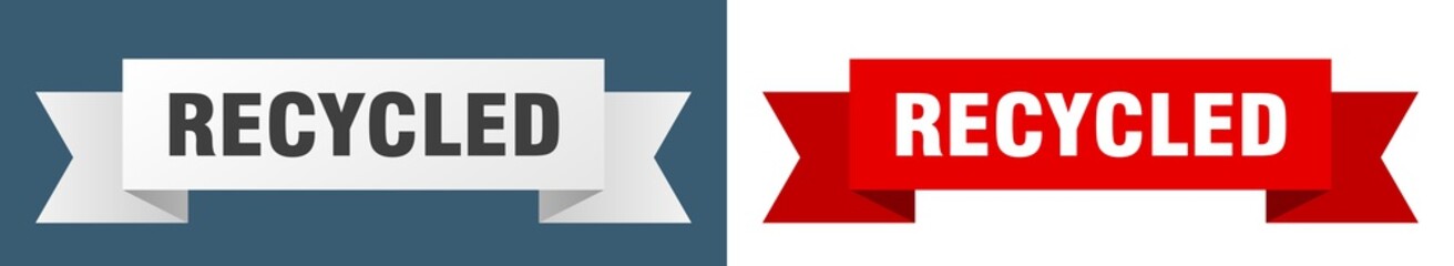 recycled ribbon. recycled isolated paper sign. banner