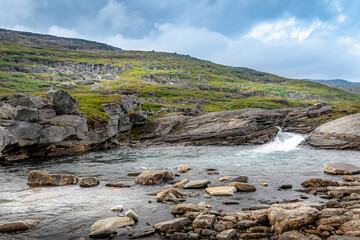 Natural creek in the wilderness in north Norway