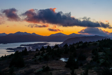 sunset in the mountains