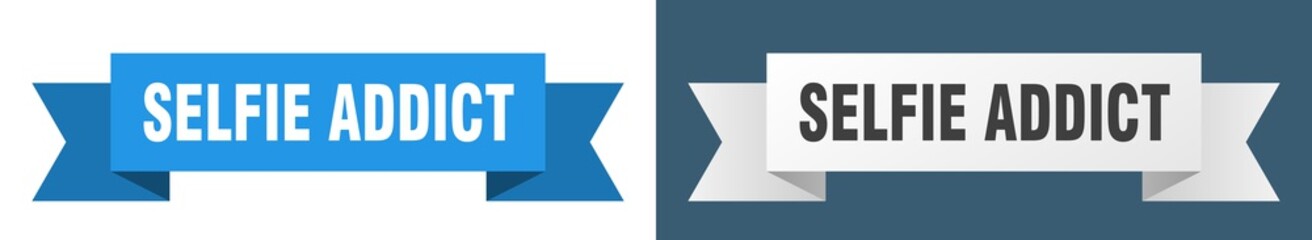 selfie addict ribbon. selfie addict isolated paper sign. banner