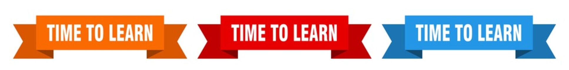 time to learn ribbon. time to learn isolated paper sign. banner