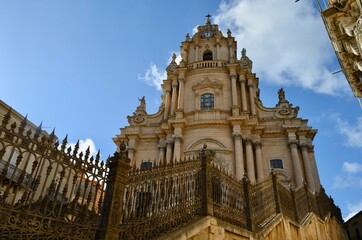 Fototapeta na wymiar Baroque facade of the cathedral of Saint George of Ragusa, Sicily. Italy.