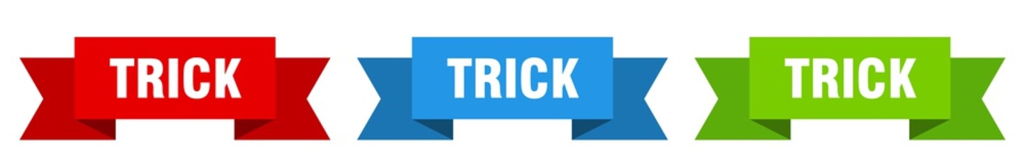 trick ribbon. trick isolated paper sign. banner