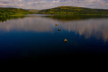 Fishermen on board a fishing boat at sunset, Fisherman life style