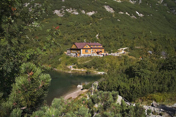 Fototapeta na wymiar High Tatras, Chata pri Zelenom plese - famous alpine cottage located in the amazing environment of the High Tatras