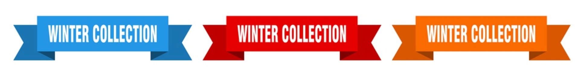 winter collection ribbon. winter collection isolated paper sign. banner