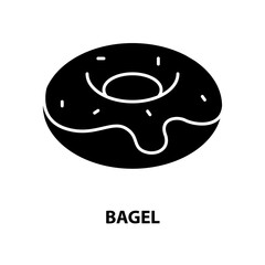 bagel icon, black vector sign with editable strokes, concept illustration