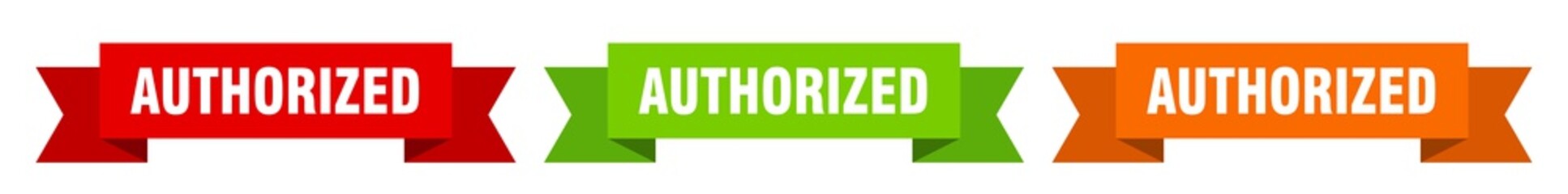 authorized ribbon. authorized isolated paper sign. banner