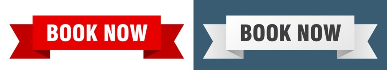 book now ribbon. book now isolated paper sign. banner