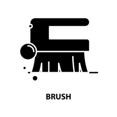 brush icon, black vector sign with editable strokes, concept illustration