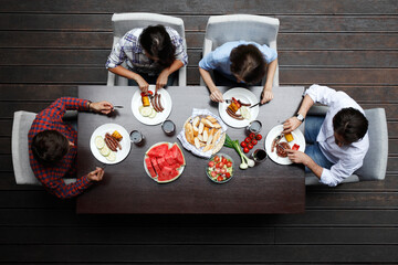 Friends having dinner