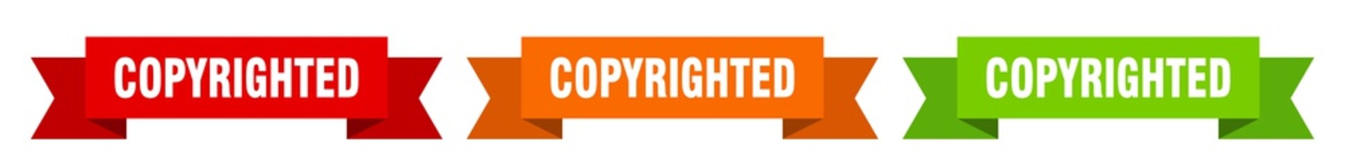 copyrighted ribbon. copyrighted isolated paper sign. banner