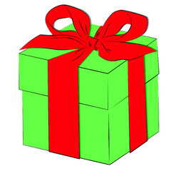 green gift box with red bow