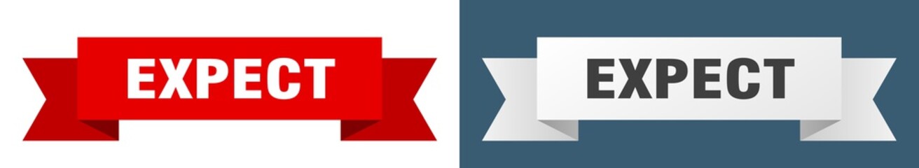 expect ribbon. expect isolated paper sign. banner