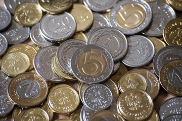 Polish money, coins. Polish zloty