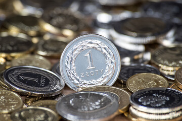 Polish money, coins. Polish zloty