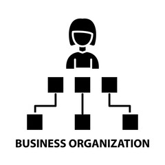 business organization chart icon, black vector sign with editable strokes, concept illustration