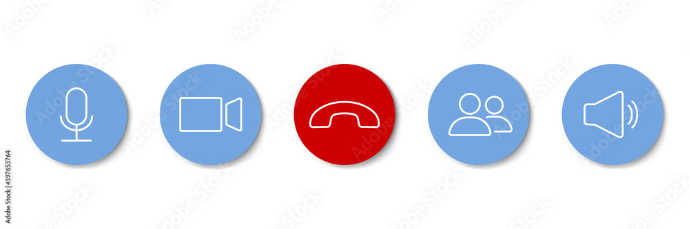 Poster set of video call icons. video conference. collections buttons of on-line video chat app, internet t