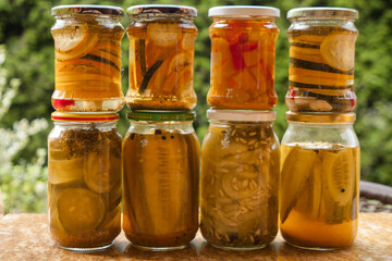 Fototapeta na wymiar Pickles in jars