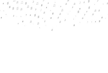 Light Silver, Gray vector pattern with music elements.