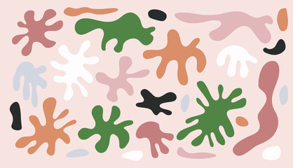 Abstract organic shapes. Contemporary scribbles matisse inspired, doodle geometric tropical elements, creative vector art