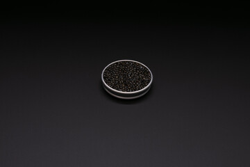 Caviar in a metal box with space to write