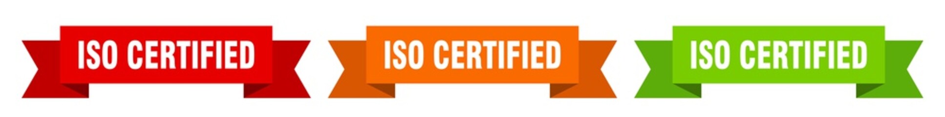 iso certified ribbon. iso certified isolated paper sign. banner