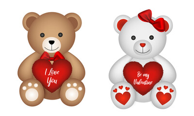 valentine's day teddy bears with heart