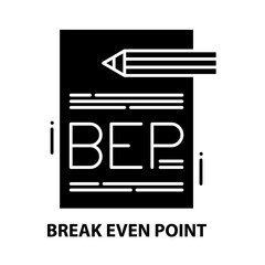 break even point icon, black vector sign with editable strokes, concept illustration
