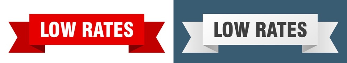 low rates ribbon. low rates isolated paper sign. banner