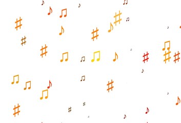 Light Orange vector background with music symbols.