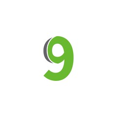 Number 9 logo icon design concept