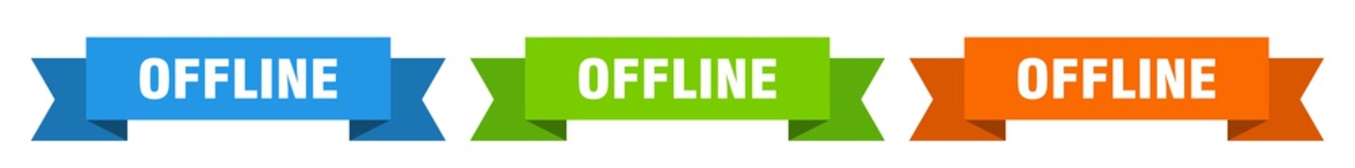 offline ribbon. offline isolated paper sign. banner