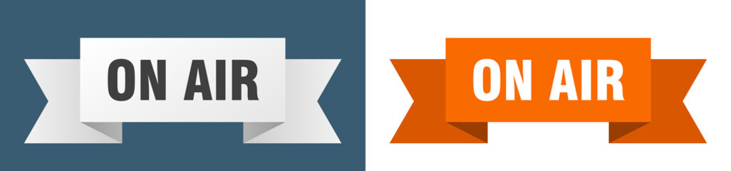 on air ribbon. on air isolated paper sign. banner